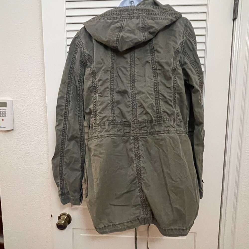 KUT From The Kloth Olive Utility Jacket Hooded Size M - Picture 3 of 9